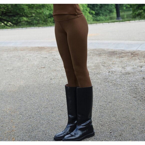 Alo Airlift Winter Warm High-Waist Leggings Espresso Hi-Rise Brushed Fleece Pant - Picture 7 of 16